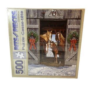 Bits And Pieces Brand Horse Barn Christmas 500 Pc 18"x24" Jigsaw Puzzle
